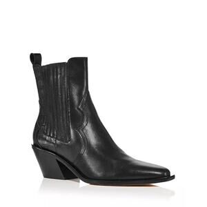 Dolce Vita Women's Sienna Western Pointed Toe Leather Booties Black Sz 13